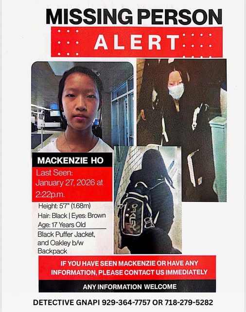 Read more about the article Mackenzie Ho Missing, Francis Lewis HS Student Since Jan. 27, 2026,  New York NY